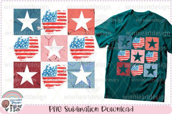 American Flag USA Checkerboard Stars PNG: Graphics for T-Shirt Designs & Local Branding