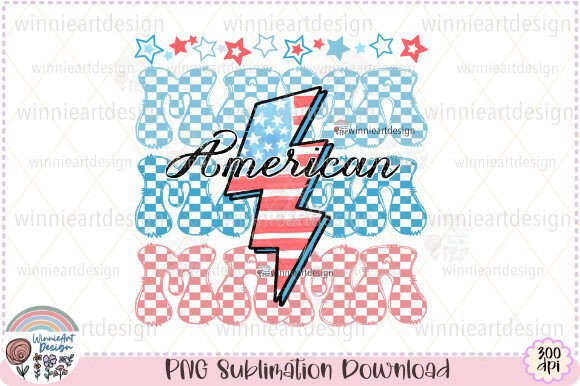 American Mama Retro 4th of July Checker Graphics