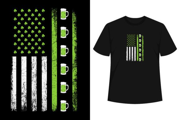 American USA Flag Shamrock Green Clover