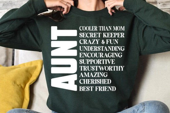 Aunt Cooler Than Mom SVG PNG: Graphics & T-Shirt Designs