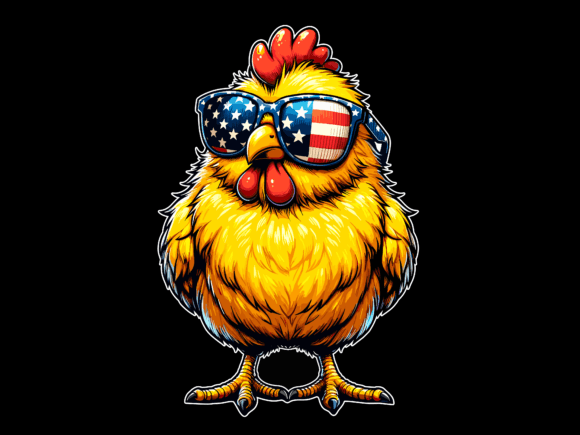 Chicken 4th of July USA Flag Vector Graphics & T-Shirt Designs