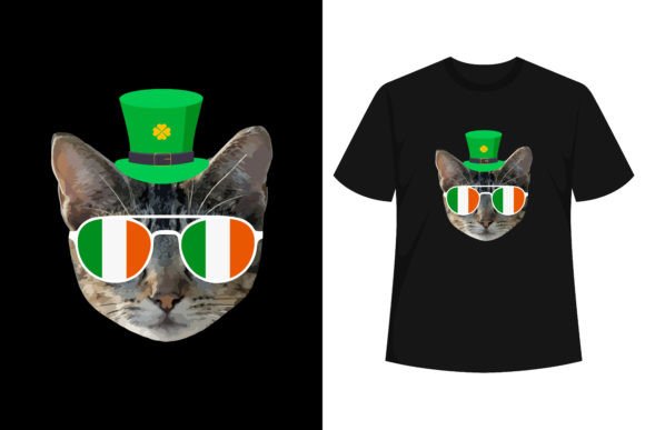 Lucky Clover St Patricks Day Cat T-Shirt Graphics