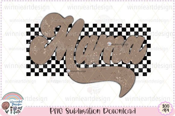 Retro Mama Checkered Grunge Rocker Mom Graphics