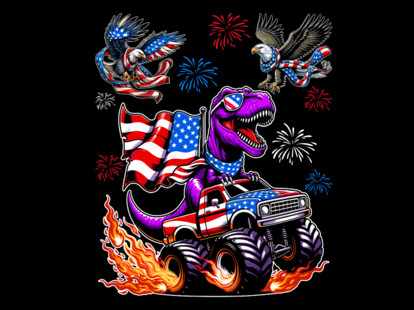 T Rex Dinosaur Monster Truck Graphics & T-Shirt Designs